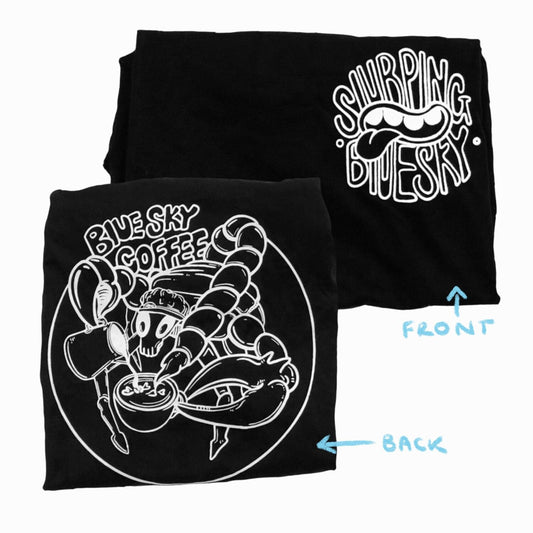 Blue Sky T-shirt - Latte Art Scorpion - Blue Sky Coffee Roasters